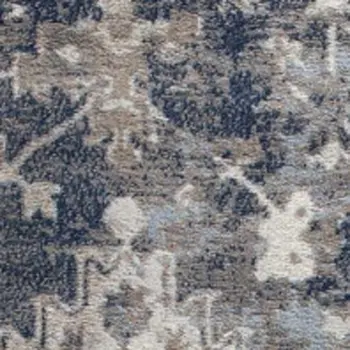 2' X 8' Navy And Beige Distressed Vines Runner Rug
