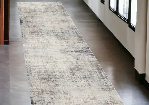 2' X 10' Navy Blue Distressed Striations Runner Rug
