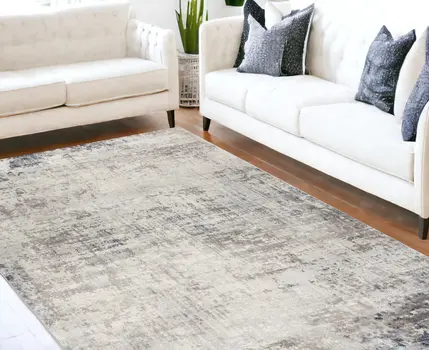 8' X 11' Navy Blue Distressed Striations Area Rug