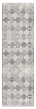 2' X 10' Gray Distressed Trellis Pattern Runner Rug