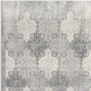5' X 8' Gray Distressed Trellis Pattern Area Rug