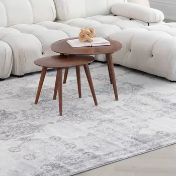 8' X 11' Gray Distressed Trellis Pattern Area Rug