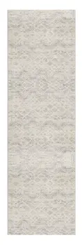 2' X 6' Ivory Distressed Ikat Pattern Area Rug