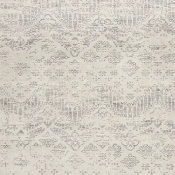 2' X 6' Ivory Distressed Ikat Pattern Area Rug