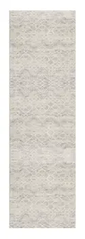 2' X 8' Ivory Distressed Ikat Pattern Runner Rug