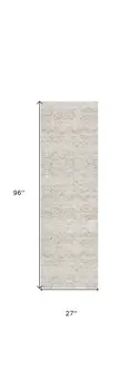 2' X 8' Ivory Distressed Ikat Pattern Runner Rug
