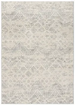 4' X 6' Ivory Distressed Ikat Pattern Area Rug