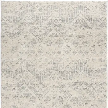 5' X 8' Ivory Distressed Ikat Pattern Area Rug