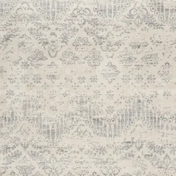 5' X 8' Ivory Distressed Ikat Pattern Area Rug