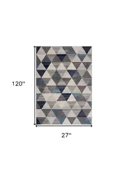 2' X 10' Navy Blue Geometric Diamond Runner Rug