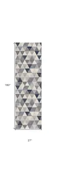 2' X 15' Navy Blue Geometric Diamond Runner Rug