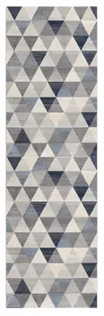 2' X 20' Navy Blue Geometric Diamond Runner Rug
