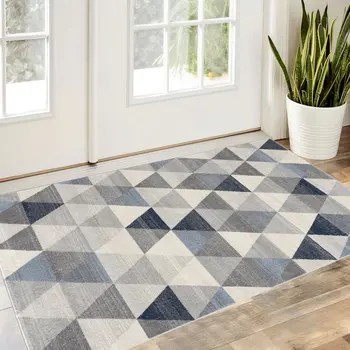 2' X 3' Navy Blue Geometric Diamond Scatter Rug