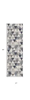 2' X 8' Navy Blue Geometric Diamond Runner Rug