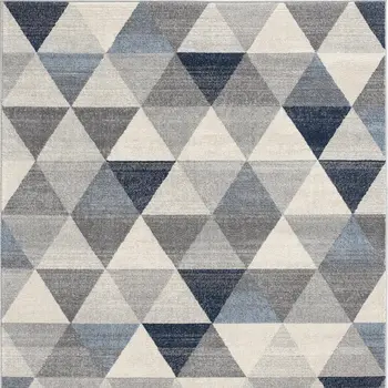 4' X 6' Navy Blue Geometric Diamond Area Rug