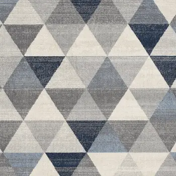 7' X 10' Navy Blue Geometric Diamond Area Rug