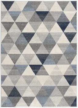 8' X 11' Navy Blue Geometric Diamond Area Rug