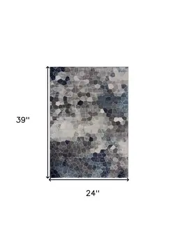2' X 3' Navy Blue Cobblestone Pattern Scatter Rug