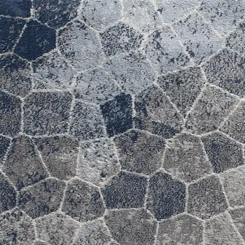 2' X 5' Navy Blue Cobblestone Pattern Area Rug