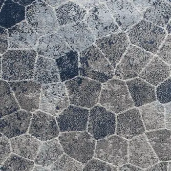 4' X 6' Navy Blue Cobblestone Pattern Area Rug