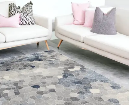 8' X 11' Navy Blue Cobblestone Pattern Area Rug