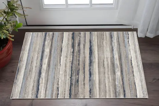 2' X 5' Blue Striped Area Rug