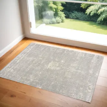 2' X 3' Modern Gray Distressed Scatter Rug