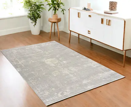 4' X 6' Modern Gray Distressed Area Rug