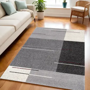 5' X 8' Gray Modern Geometric Area Rug