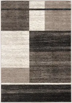 8' X 11' Brown And Beige Abstract Blocks Area Rug