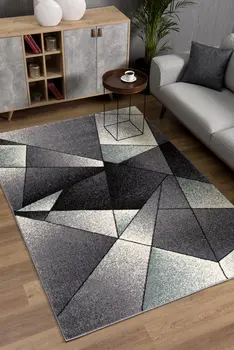 4' X 6' Gray And Blue Prism Pattern Area Rug