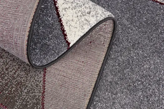 4' X 6' Grey Red Geometric Area Rug