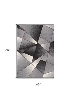 4' X 6' Grey Red Geometric Area Rug