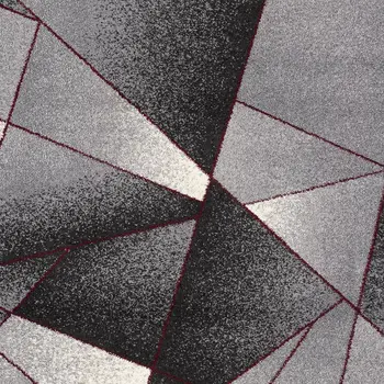 8' X 11' Grey Red Geometric Area Rug