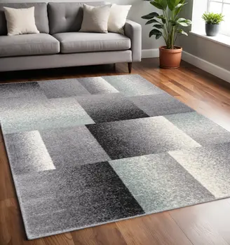 5' X 8' Gray Modern Geometric Area Rug