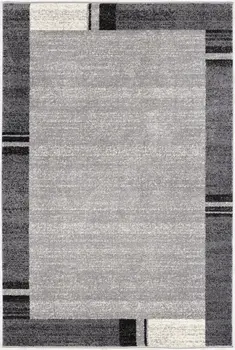 7' X 9' Gray Modern Bordered Area Rug