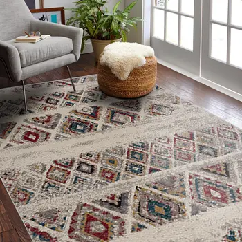 4' X 6' Cream Southwestern Area Rug