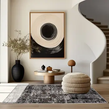 6' X 9' Gray Abstract Dhurrie Area Rug