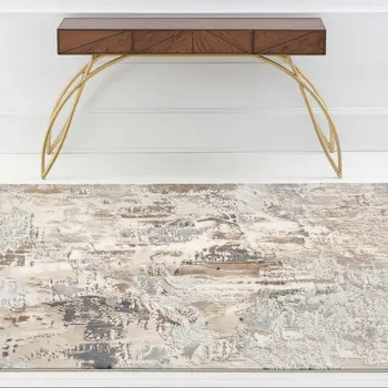 4' X 6' Beige And Ivory Abstract Area Rug