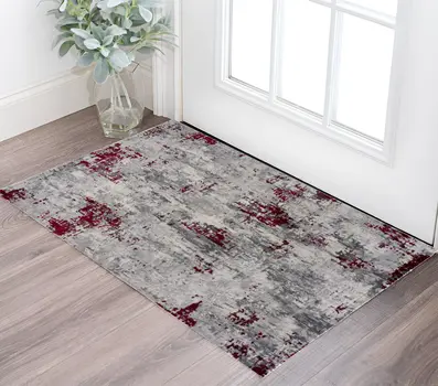 3' X 5' Red Abstract Dhurrie Area Rug