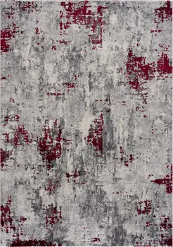 5' X 7' Red and Gray Abstract Area Rug
