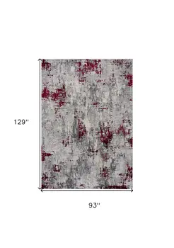 8' X 10' Red and Gray Modern Abstract Area Rug