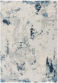 4' X 6' Blue Abstract Dhurrie Area Rug
