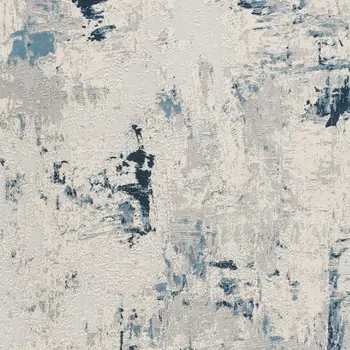 5' X 8' Blue And Ivory Abstract Strokes Area Rug