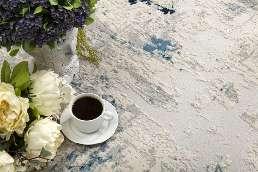 20' Blue Abstract Dhurrie Runner Rug