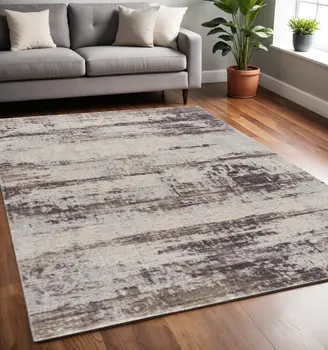 5' X 7' Violet Abstract Dhurrie Area Rug