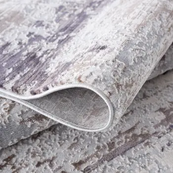 5' X 7' Violet Abstract Dhurrie Area Rug