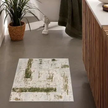 3' X 5' Green Abstract Dhurrie Area Rug
