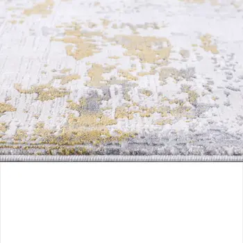 5' X 7' Gold And Gray Abstract Distressed Area Rug