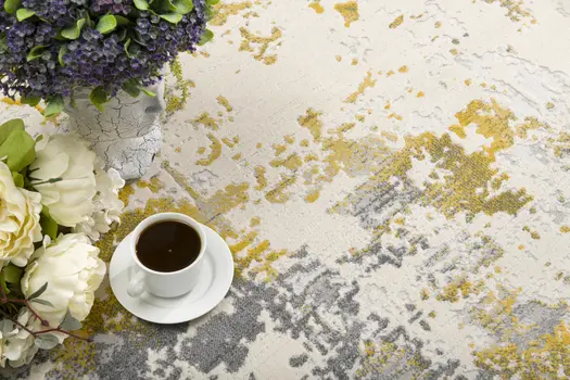 6' X 9' Gold Abstract Dhurrie Area Rug